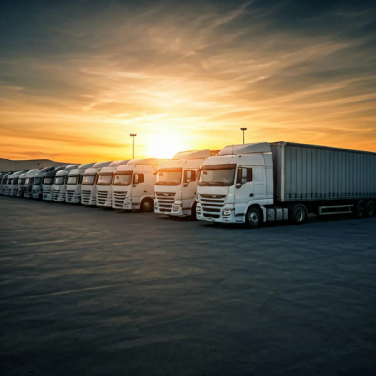 Logistic Trucks Sunset Highway